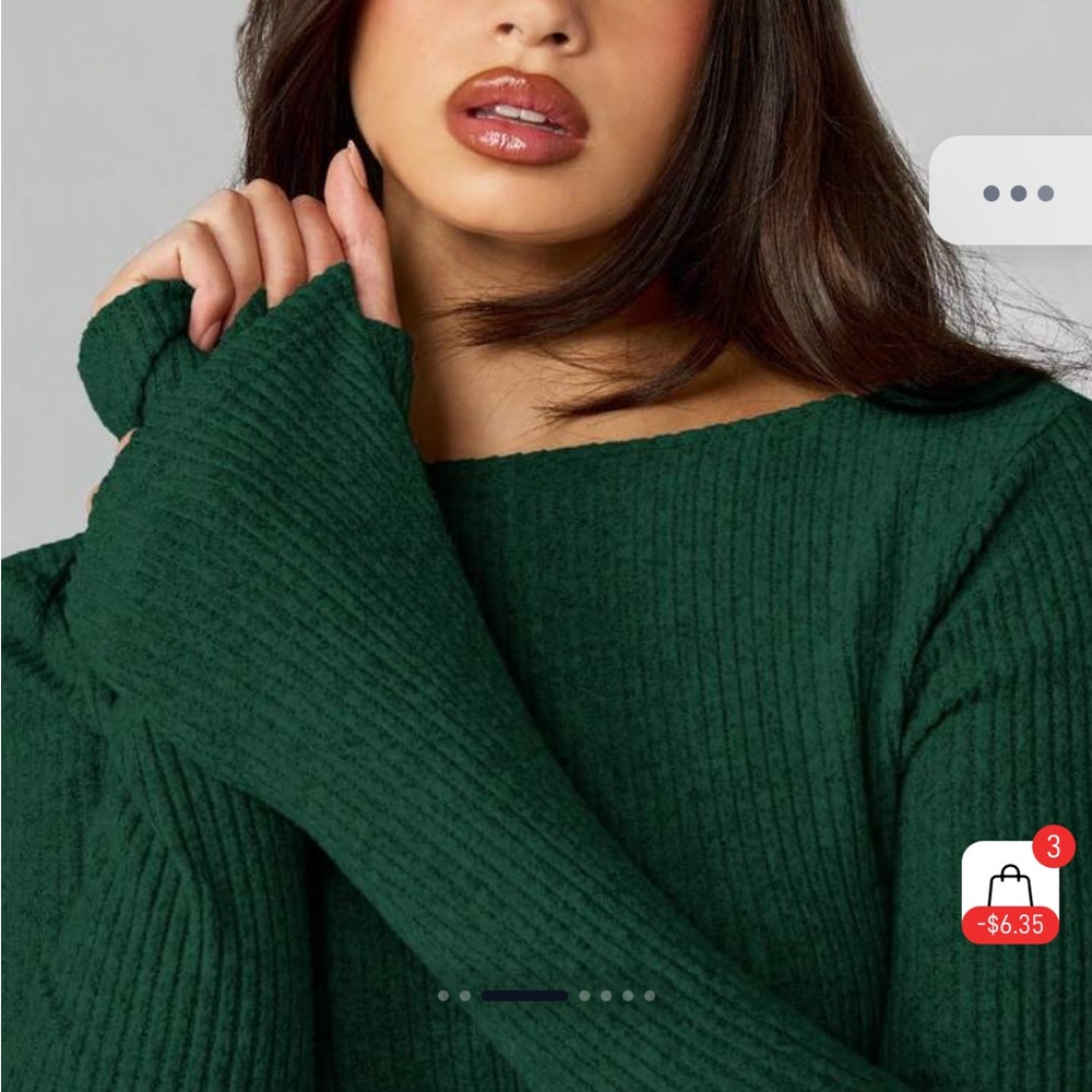 Miss Guided Green Ribbed Knit Dress - Picture 3 of 6